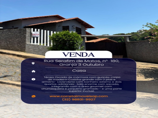 Casa para Venda Granja 3 de outubro  Além Paraíba