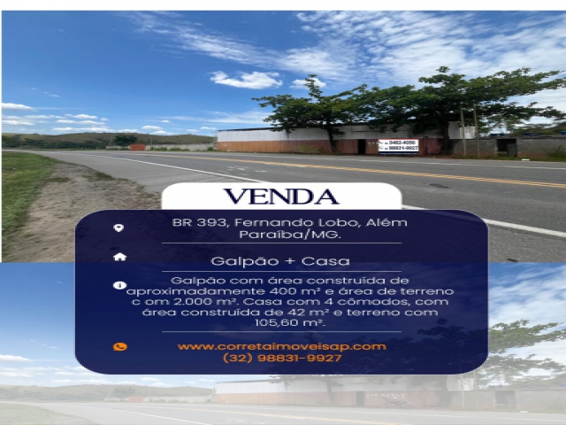 Galpão/Depósito para Venda Fernando Lobo  Além Paraíba 