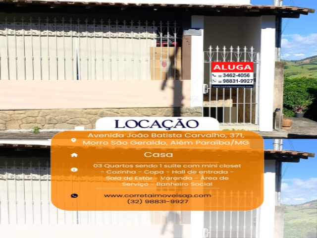 Casa para Locação Morro São Geraldo Além Paraíba 